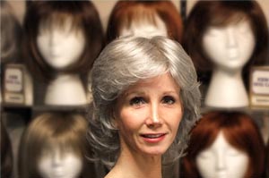 Blonde woman at hair saloon